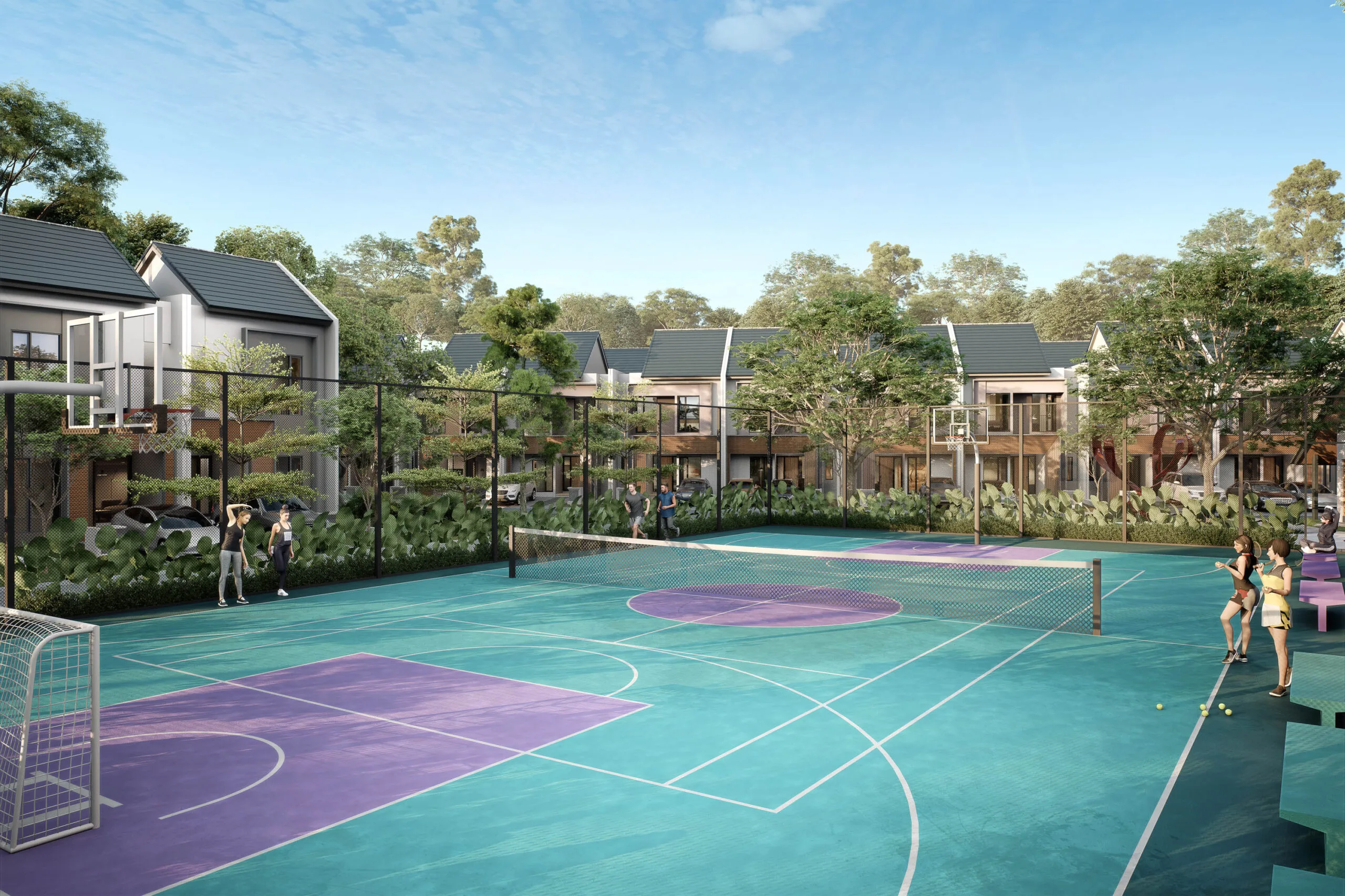 Lapangan basket modern di Cluster Vola Sutera Rasuna