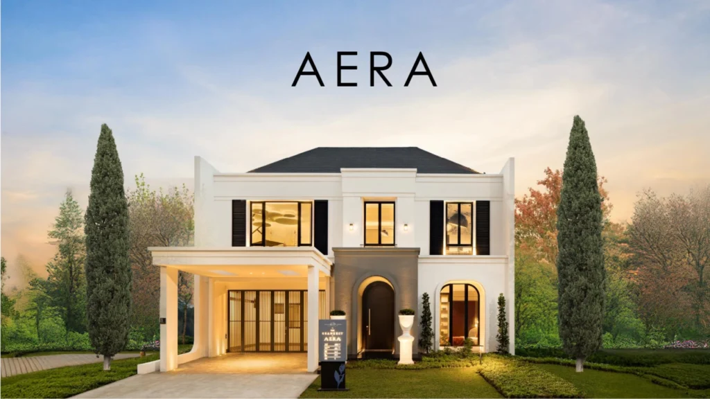 Tampilan depan rumah tipe AERA di The Gramercy Alam Sutera