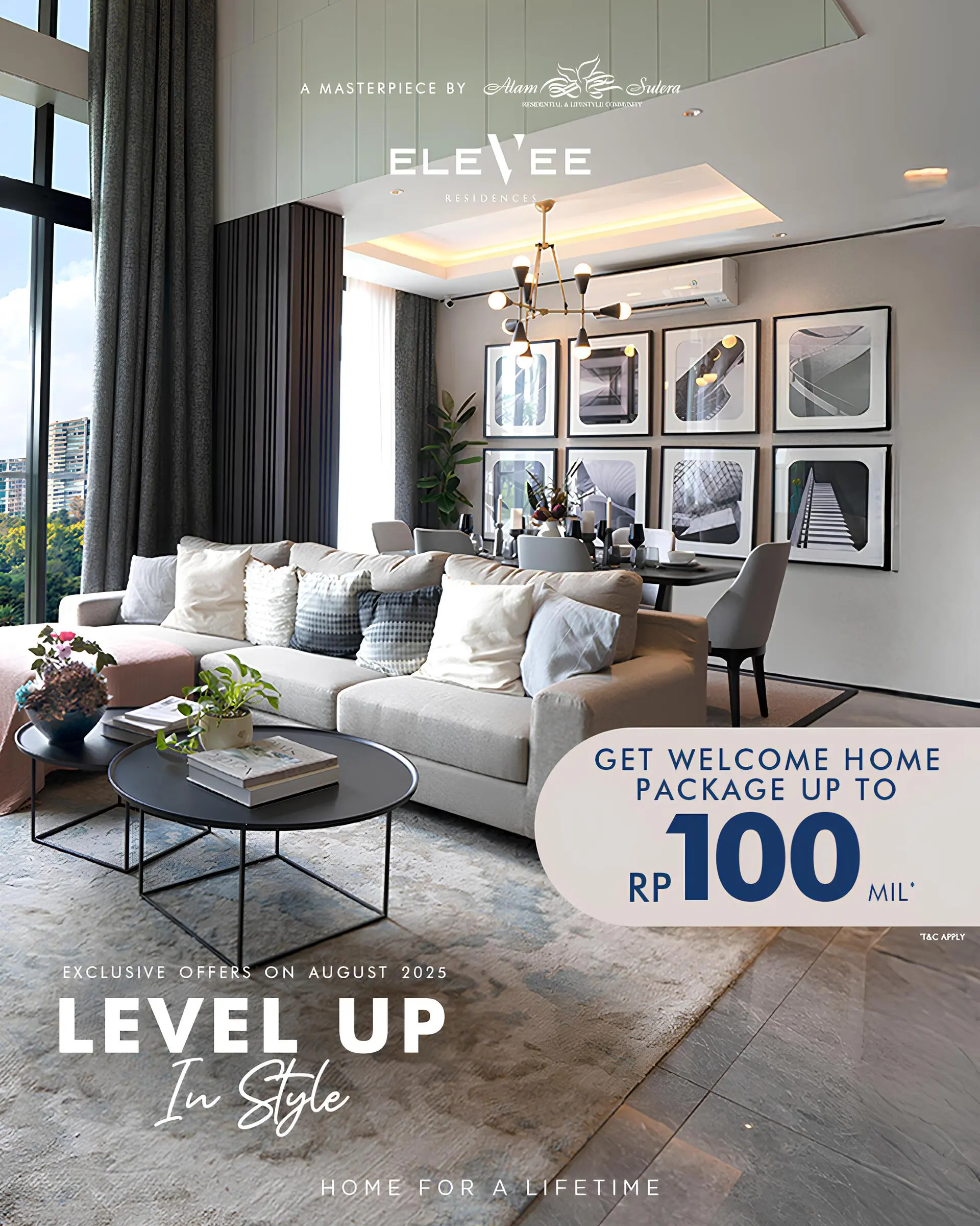 Luxury apartment towers of EleVee Alam Sutera surrounded by green open spaces.